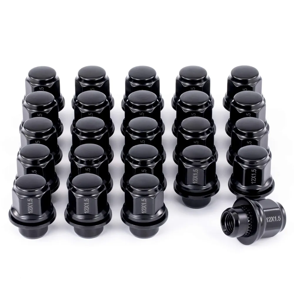 M12x1.5 Black Lug Nuts and Wheel Lock Set