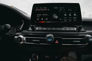 Modern vehicle dashboard electronics and infotainment display